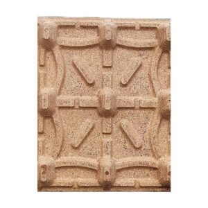 Higrade 1200 × 1000 × 130 mm presswood pallet, top deck with cross and arc ribs — four-way entry fumigation-free moulded wood pallet.